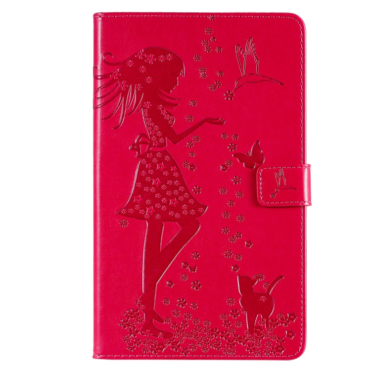 Pressed Printing Woman and Cat Pattern Horizontal Flip Leather Case with Holder & Card Slots & Wallet, For Galaxy Tab A 8.0 (2019) T295/T290, For Galaxy Tab A 10.1 (2019), For Galaxy Tab S5e