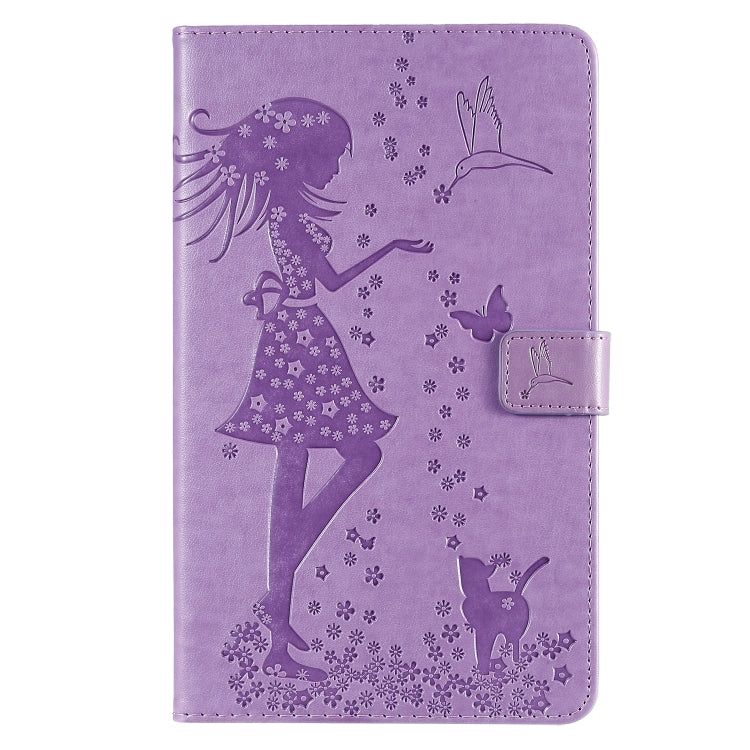 Pressed Printing Woman and Cat Pattern Horizontal Flip Leather Case with Holder & Card Slots & Wallet, For Galaxy Tab A 8.0 (2019) T295/T290, For Galaxy Tab A 10.1 (2019), For Galaxy Tab S5e