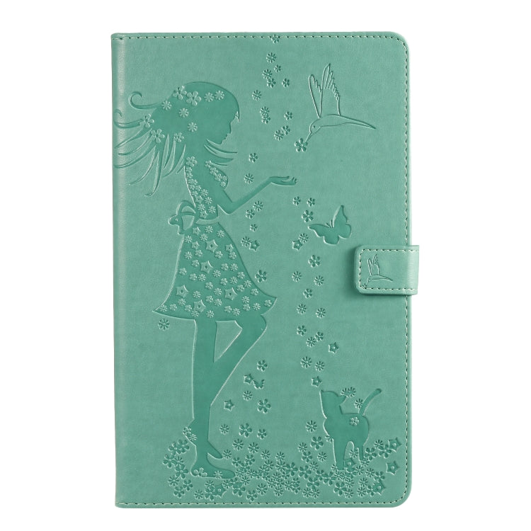 Pressed Printing Woman and Cat Pattern Horizontal Flip Leather Case with Holder & Card Slots & Wallet, For Galaxy Tab A 8.0 (2019) T295/T290, For Galaxy Tab A 10.1 (2019), For Galaxy Tab S5e