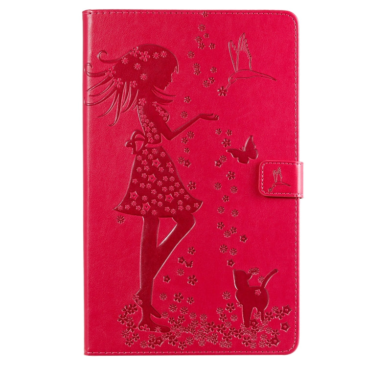 Pressed Printing Woman and Cat Pattern Horizontal Flip Leather Case with Holder & Card Slots & Wallet, For Galaxy Tab A 8.0 (2019) T295/T290, For Galaxy Tab A 10.1 (2019), For Galaxy Tab S5e