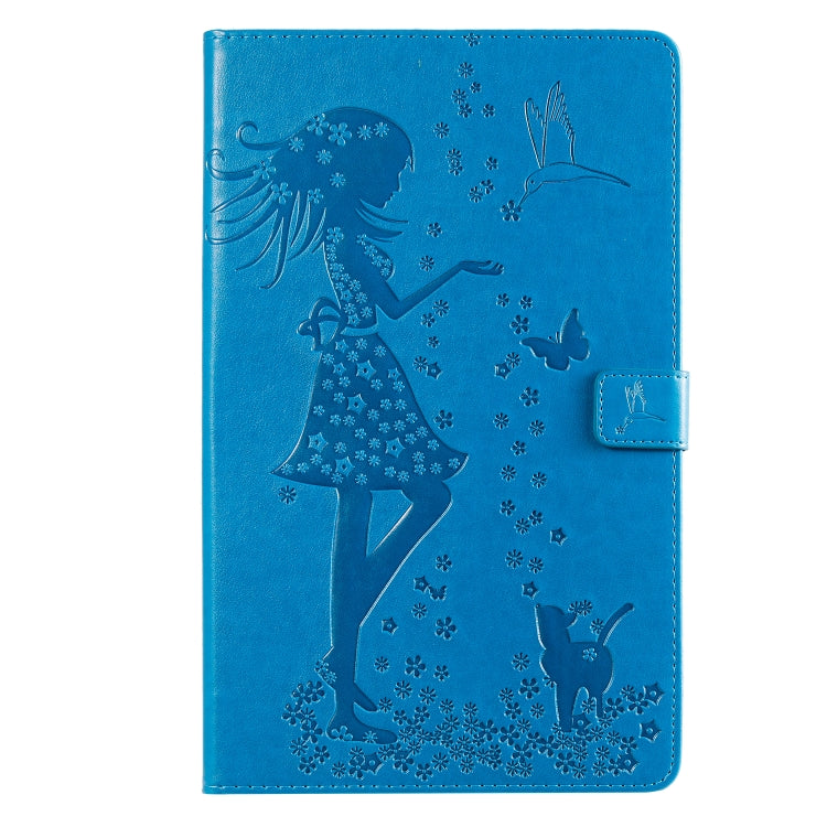 Pressed Printing Woman and Cat Pattern Horizontal Flip Leather Case with Holder & Card Slots & Wallet, For Galaxy Tab A 8.0 (2019) T295/T290, For Galaxy Tab A 10.1 (2019), For Galaxy Tab S5e