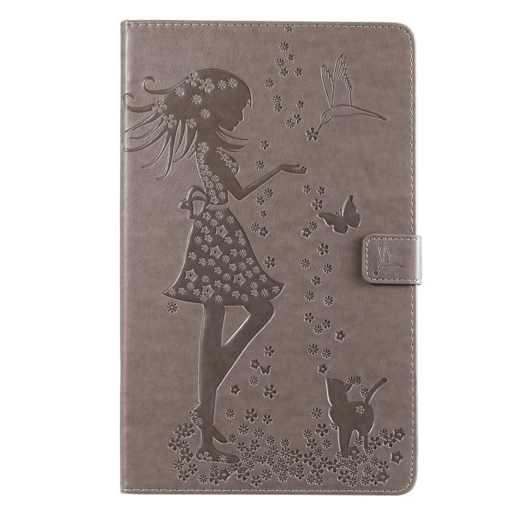 Pressed Printing Woman and Cat Pattern Horizontal Flip Leather Case with Holder & Card Slots & Wallet, For Galaxy Tab A 8.0 (2019) T295/T290, For Galaxy Tab A 10.1 (2019), For Galaxy Tab S5e