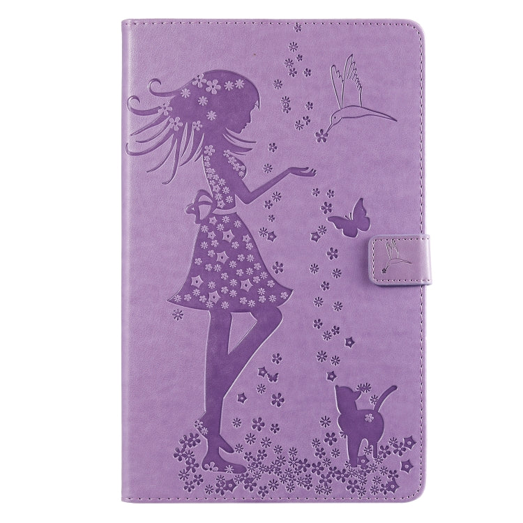 Pressed Printing Woman and Cat Pattern Horizontal Flip Leather Case with Holder & Card Slots & Wallet, For Galaxy Tab A 8.0 (2019) T295/T290, For Galaxy Tab A 10.1 (2019), For Galaxy Tab S5e