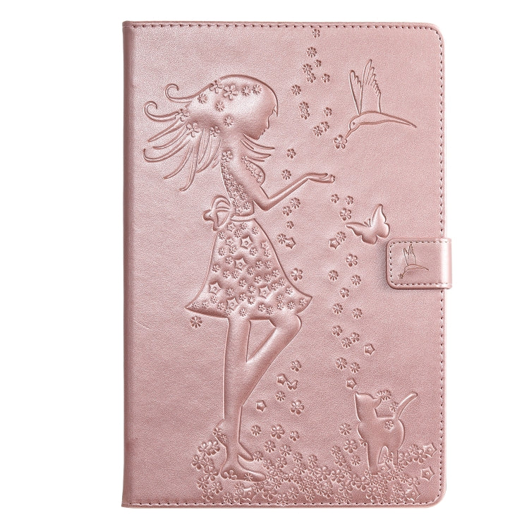 Pressed Printing Woman and Cat Pattern Horizontal Flip Leather Case with Holder & Card Slots & Wallet, For Galaxy Tab A 8.0 (2019) T295/T290, For Galaxy Tab A 10.1 (2019), For Galaxy Tab S5e