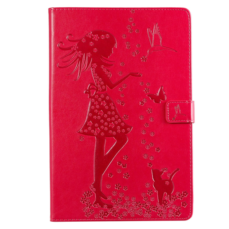 Pressed Printing Woman and Cat Pattern Horizontal Flip Leather Case with Holder & Card Slots & Wallet, For Galaxy Tab A 8.0 (2019) T295/T290, For Galaxy Tab A 10.1 (2019), For Galaxy Tab S5e