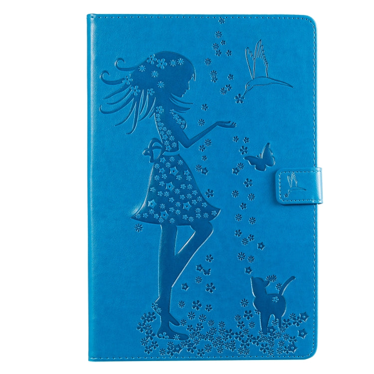 Pressed Printing Woman and Cat Pattern Horizontal Flip Leather Case with Holder & Card Slots & Wallet, For Galaxy Tab A 8.0 (2019) T295/T290, For Galaxy Tab A 10.1 (2019), For Galaxy Tab S5e