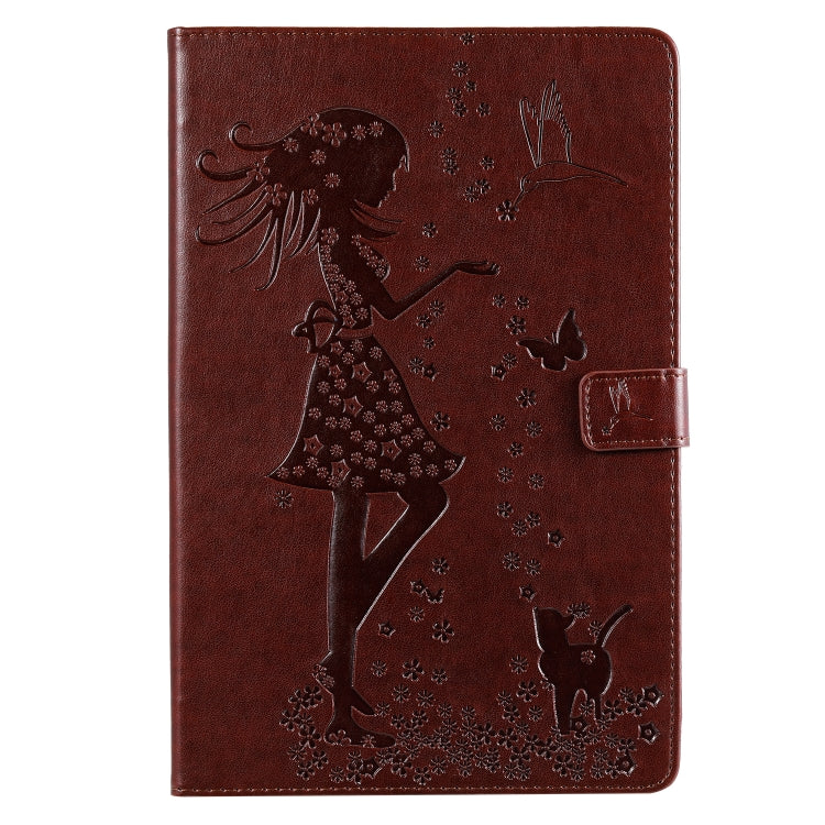 Pressed Printing Woman and Cat Pattern Horizontal Flip Leather Case with Holder & Card Slots & Wallet, For Galaxy Tab A 8.0 (2019) T295/T290, For Galaxy Tab A 10.1 (2019), For Galaxy Tab S5e