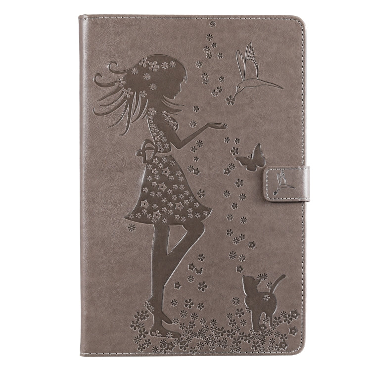 Pressed Printing Woman and Cat Pattern Horizontal Flip Leather Case with Holder & Card Slots & Wallet, For Galaxy Tab A 8.0 (2019) T295/T290, For Galaxy Tab A 10.1 (2019), For Galaxy Tab S5e