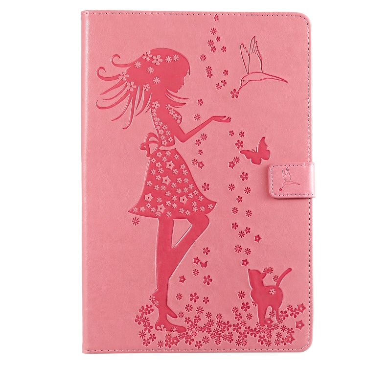 Pressed Printing Woman and Cat Pattern Horizontal Flip Leather Case with Holder & Card Slots & Wallet, For Galaxy Tab A 8.0 (2019) T295/T290, For Galaxy Tab A 10.1 (2019), For Galaxy Tab S5e