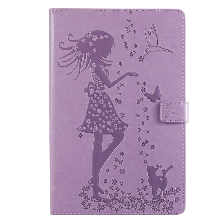 Pressed Printing Woman and Cat Pattern Horizontal Flip Leather Case with Holder & Card Slots & Wallet, For Galaxy Tab A 8.0 (2019) T295/T290, For Galaxy Tab A 10.1 (2019), For Galaxy Tab S5e