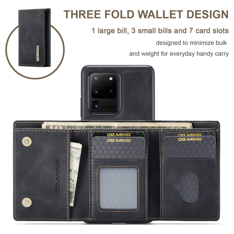 DG.MING M1 Series 3-Fold Multi Card Wallet  Back Cover Shockproof Case with Holder Function