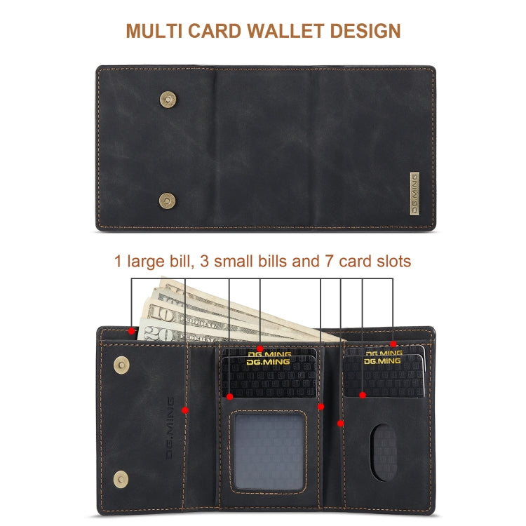 DG.MING M1 Series 3-Fold Multi Card Wallet  Back Cover Shockproof Case with Holder Function