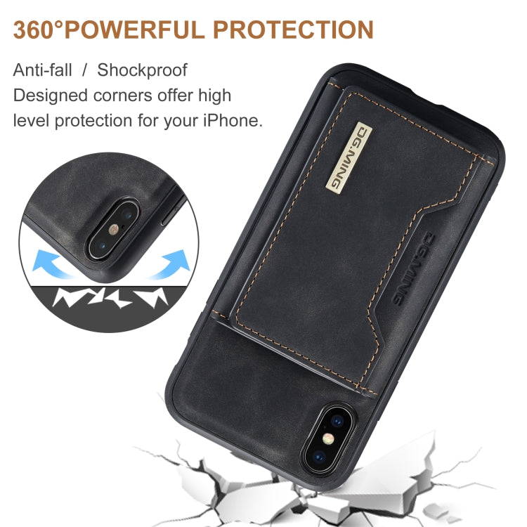 DG.MING M2 Series 3-Fold Multi Card Bag + Magnetic Back Cover Shockproof Case with Wallet & Holder Function, For iPhone X, For iPhone XS, For iPhone XS Max