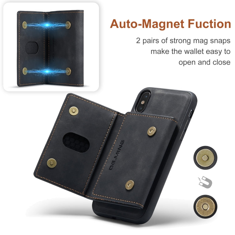 DG.MING M2 Series 3-Fold Multi Card Bag + Magnetic Back Cover Shockproof Case with Wallet & Holder Function, For iPhone X, For iPhone XS, For iPhone XS Max