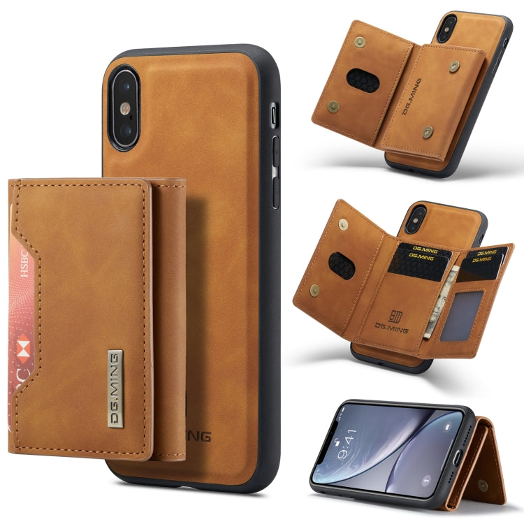 DG.MING M2 Series 3-Fold Multi Card Bag + Magnetic Back Cover Shockproof Case with Wallet & Holder Function, For iPhone X, For iPhone XS, For iPhone XS Max