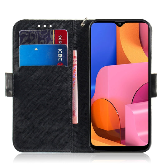 Front view Galaxy A20S case featuring 3D colored artwork and holder stand