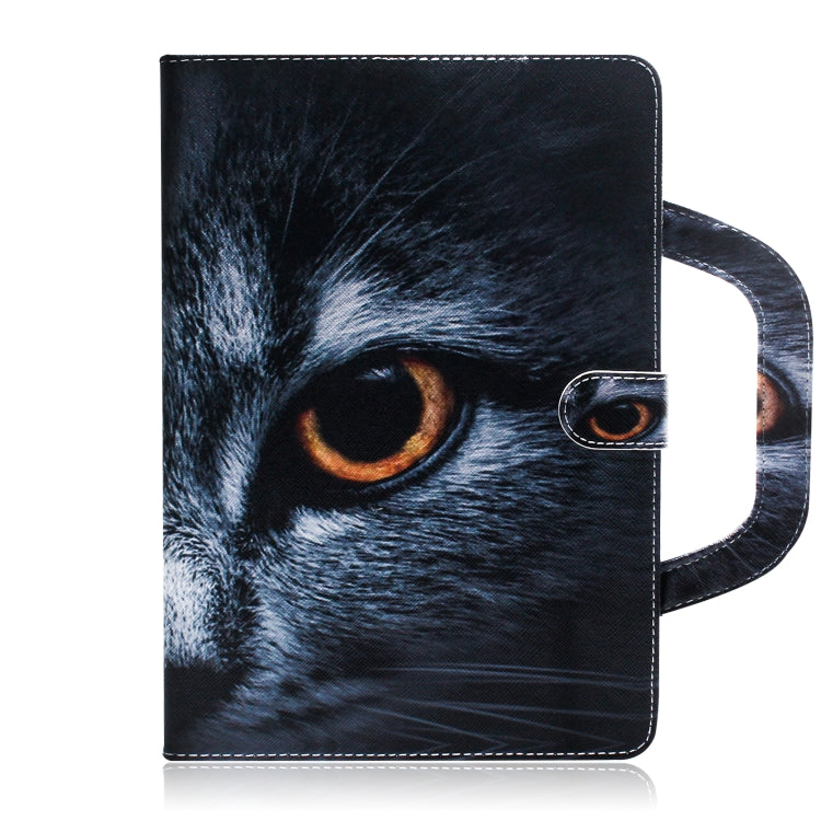 Étui à rabat horizontal en cuir avec motif 3D coloré, avec support, fente pour carte, portefeuille et poignée, pour iPad 10.2 / 10.5 / Air 2019