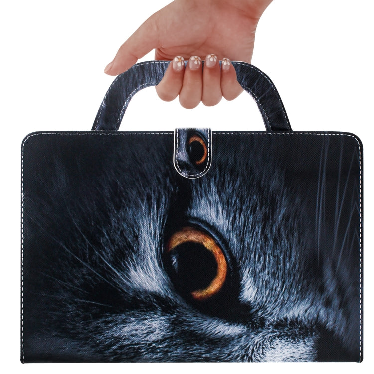 Étui à rabat horizontal en cuir avec motif 3D coloré, avec support, fente pour carte, portefeuille et poignée, pour iPad 10.2 / 10.5 / Air 2019