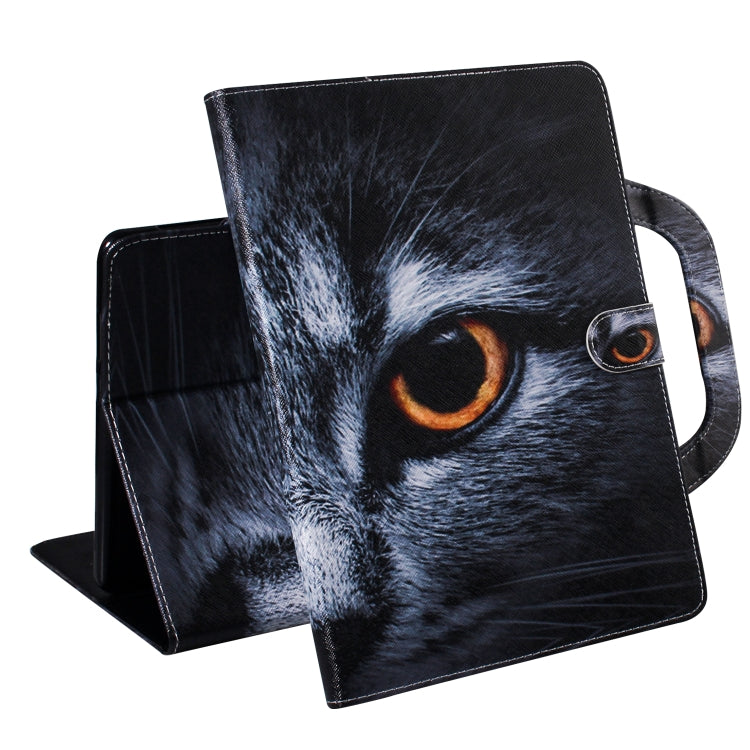 Étui à rabat horizontal en cuir avec motif 3D coloré, avec support, fente pour carte, portefeuille et poignée, pour iPad 10.2 / 10.5 / Air 2019