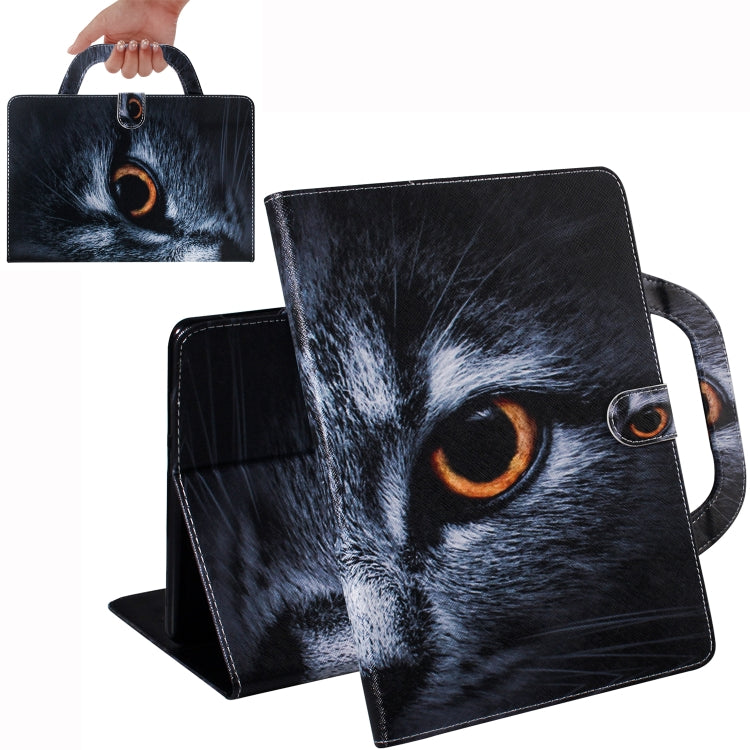 Étui à rabat horizontal en cuir avec motif 3D coloré, avec support, fente pour carte, portefeuille et poignée, pour iPad 10.2 / 10.5 / Air 2019
