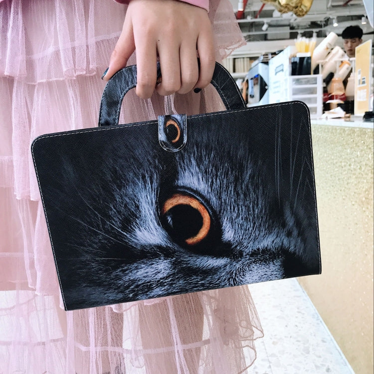 Étui à rabat horizontal en cuir avec motif 3D coloré, avec support, fente pour carte, portefeuille et poignée, pour iPad 10.2 / 10.5 / Air 2019