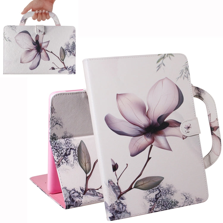 Étui à rabat horizontal en cuir avec motif 3D coloré, avec support, fente pour carte, portefeuille et poignée, pour iPad 10.2 / 10.5 / Air 2019