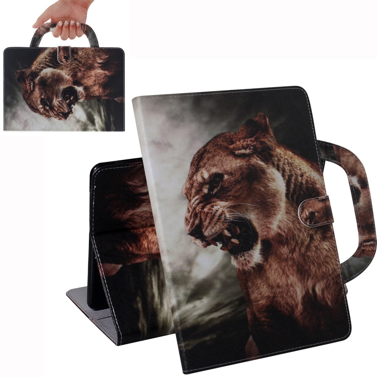 Étui à rabat horizontal en cuir avec motif 3D coloré, avec support, fente pour carte, portefeuille et poignée, pour iPad 10.2 / 10.5 / Air 2019