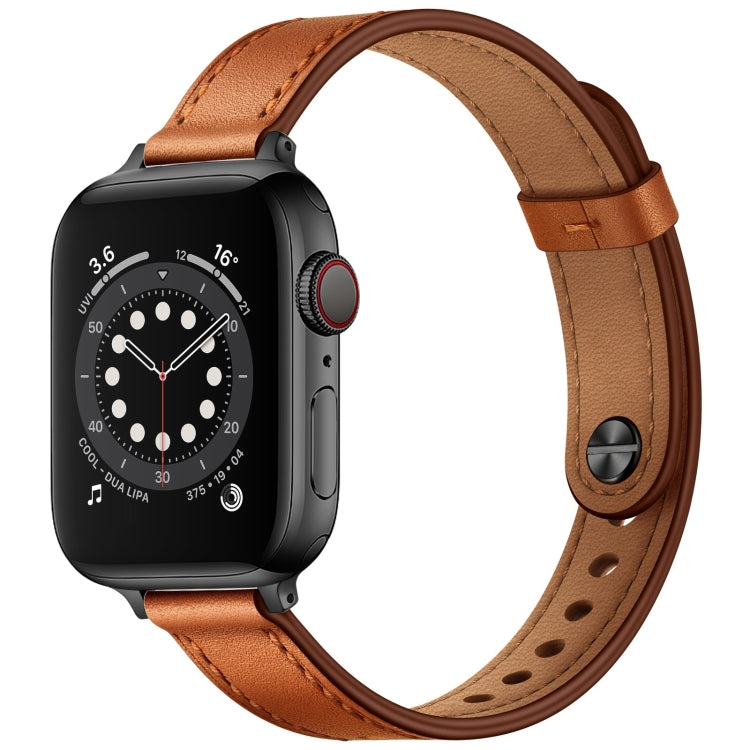 14mm Couple Style Leather Replacement Strap Watchband For Apple Watch Series, 7 41mm / 6 & SE & 5 & 4 40mm / 3 & 2 & 1 38mm, 7 45mm / 6 & SE & 5 & 4 44mm / 3 & 2 & 1 42mm