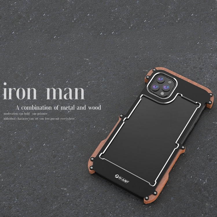 R-JUST Ironwood Man Shockproof Metal + Wood Bumper Protective Case, For iPhone 13, For iPhone 13 Pro, For iPhone 13 Pro Max
