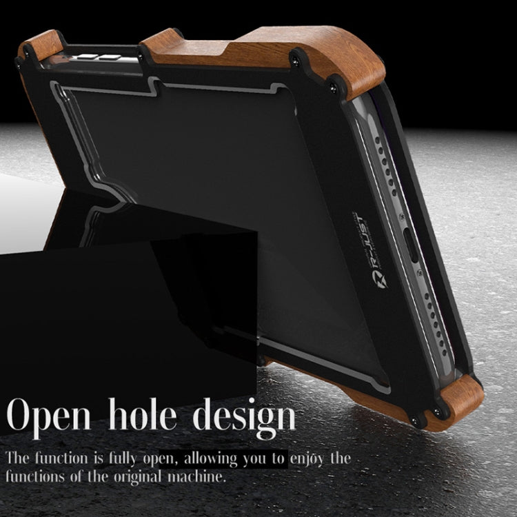 R-JUST Ironwood Man Shockproof Metal + Wood Bumper Protective Case, For iPhone 13, For iPhone 13 Pro, For iPhone 13 Pro Max