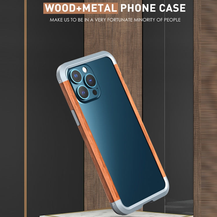 R-JUST Shockproof Iron + Wood Bumper Protective Case, For iPhone 13, For iPhone 13 Pro, For iPhone 13 Pro Max