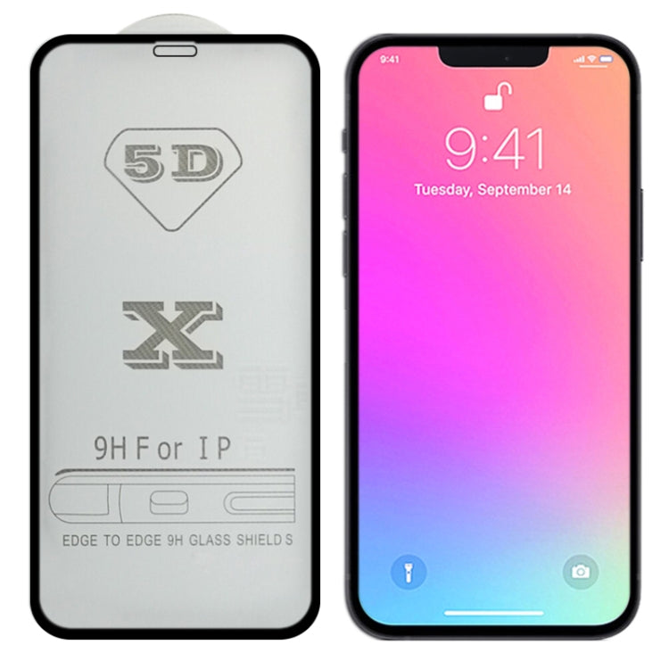 9H 5D Full Glue Full Screen Tempered Glass Film, For iPhone 14 Plus / 13 Pro Max (Black) (1 PC)