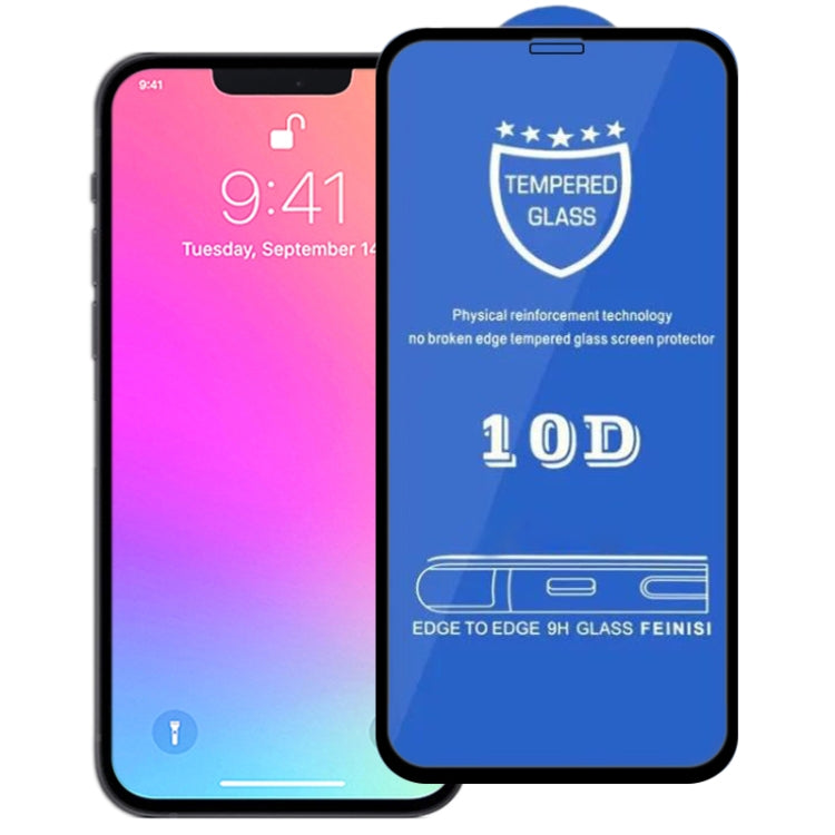 9H 10D Full Screen Tempered Glass Screen Protector, For iPhone 13 mini  (Black) (1 PC), For iPhone 13 / 13 Pro  (Black) (1 PC), For iPhone 14 Plus / 13 Pro Max (Black) (1 PC)