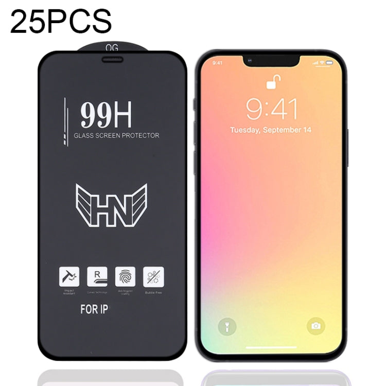 For iPhone 16e / 13 / 13 Pro 25pcs High Aluminum Large Arc Full Screen Tempered Glass Film, For iPhone 13 mini (25 PCS), For iPhone 16e / 13 / 13 Pro  (25pcs), For iPhone 13 Pro Max (25pcs)