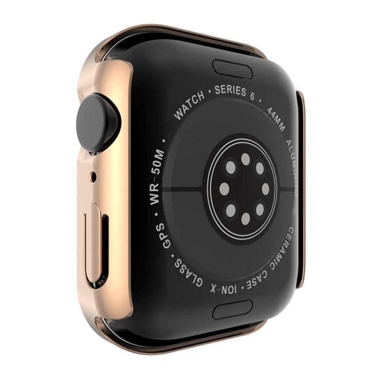 Electroplating PC Double Rows Diamond Protective Case with Tempered Glass Film For Apple Watch Series, 6 & SE & 5 & 4 40mm, 6 & SE & 5 & 4 44mm