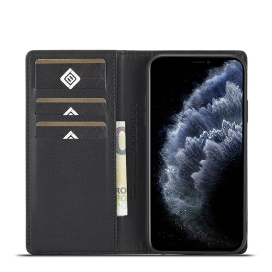 Carbon fiber texture pattern on durable PU leather iPhone 12 case exterior