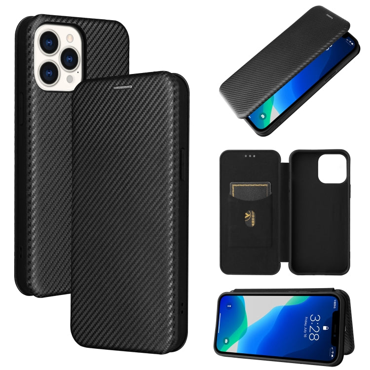 Carbon Fiber Texture Magnetic Horizontal Flip TPU + PC + PU Leather Case with Card Slot