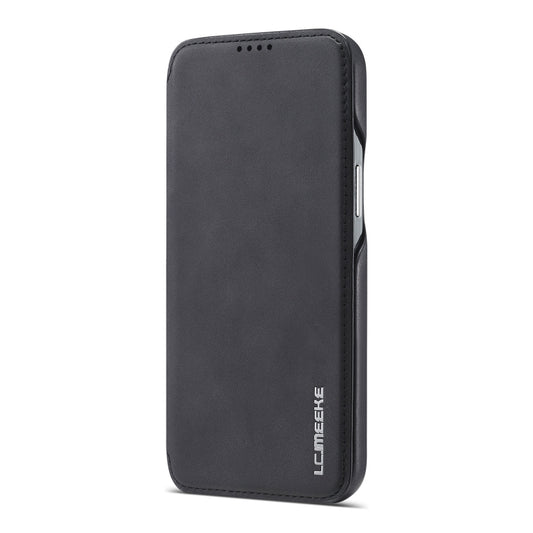 Horizontal flip design brown leather protective case iPhone 13 mini front view