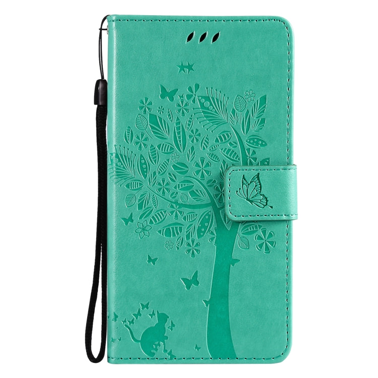 Tree & Cat Pattern Pressed Printing Horizontal Flip PU Leather Case with Holder & Card Slots & Wallet & Lanyard, For iPhone 13 mini, For iPhone 13
