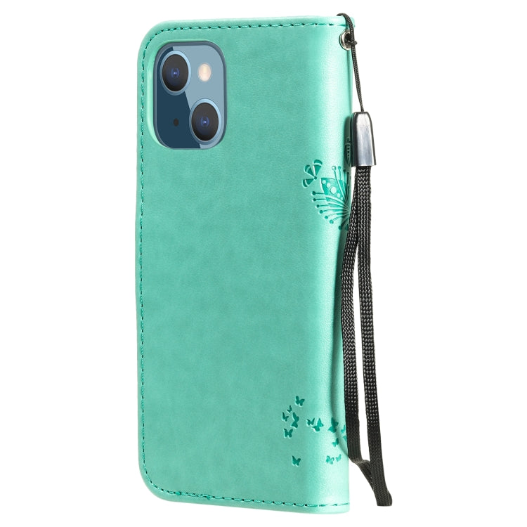 Tree & Cat Pattern Pressed Printing Horizontal Flip PU Leather Case with Holder & Card Slots & Wallet & Lanyard, For iPhone 13 mini, For iPhone 13