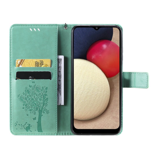 Open wallet view multiple card slots tree cat pattern Galaxy A03s case