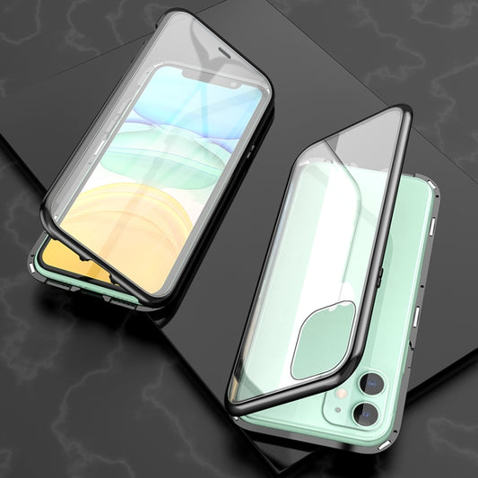 360-degree magnetic adsorption frame securing iPhone 11 Pro with angular design