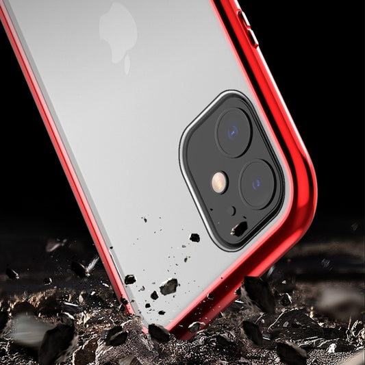 Close-up of magnetic adsorption mechanism on iPhone 11 Pro flip case frame