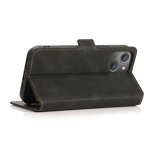 Full wraparound leather body with reinforced edges protecting iPhone 13