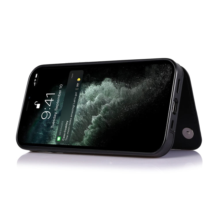 Double Buckle Shockproof PU Protective Case with Card Slots & Holder, For iPhone 13 Pro Max