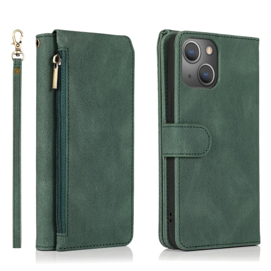 Horizontal flip design shows card holders and cash compartment for iPhone 13 Pro
