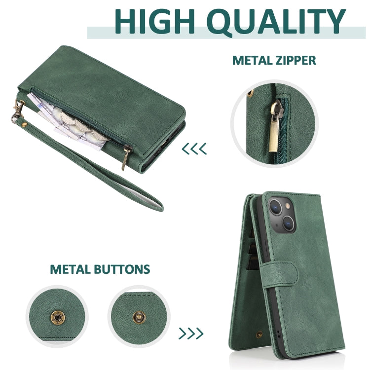 Skin-feel Crazy Horse Texture Zipper Wallet Bag Horizontal Flip Leather Case with Holder & Card Slots & Wallet & Lanyard