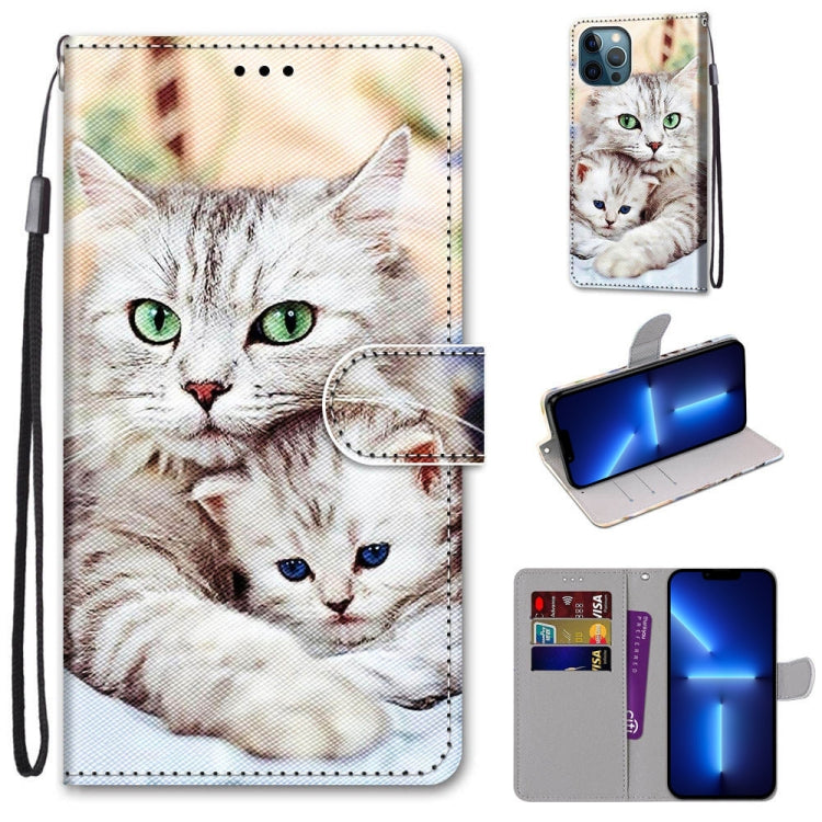 Coloured Drawing Cross Texture Horizontal Flip PU Leather Case with Holder & Card Slots & Wallet & Lanyard, For iPhone 13 Pro