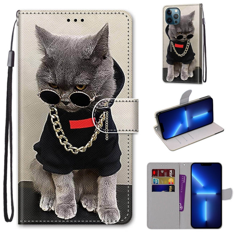 Coloured Drawing Cross Texture Horizontal Flip PU Leather Case with Holder & Card Slots & Wallet & Lanyard, For iPhone 13 Pro