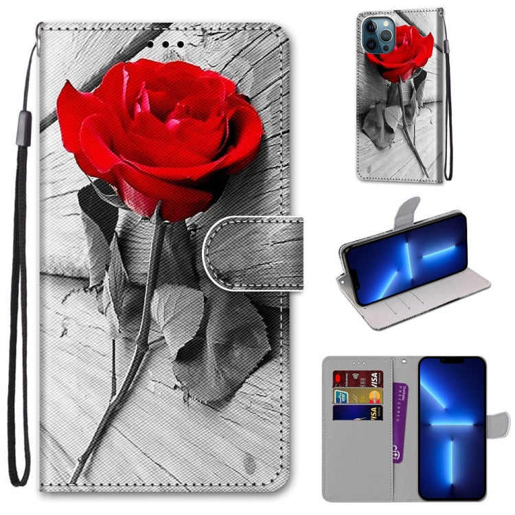 Coloured Drawing Cross Texture Horizontal Flip PU Leather Case with Holder & Card Slots & Wallet & Lanyard, For iPhone 13 Pro